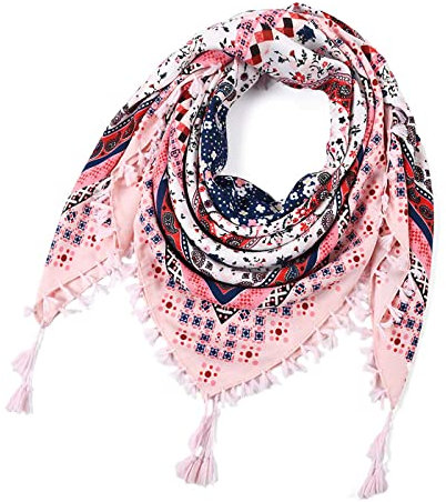 Schal Damen Winter Schön Druck Loop Schal Warm Lätzchen halten Dreieckstuch Damen Schals Halstücher Unisex Herbstschal Winterschal Oversized Weich Scarf Strickschal Fransen Poncho
