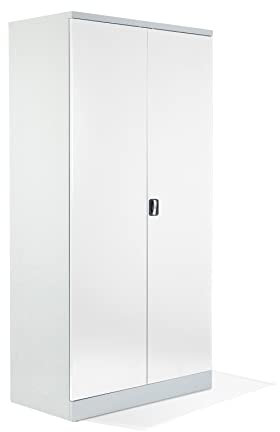 Schrank & Stuhl XXL Werkzeugschrank – Werkstattschrank/Stahlschrank mit 4 höhenverstellbaren, vollverzinkten Fachböden, 195x92x60, Grau/Weiß