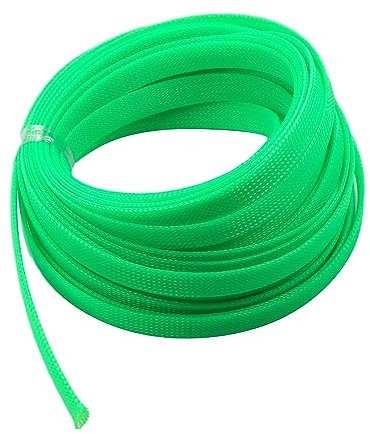 Heyiarbeit 10m/32.8ft PET Expandable Braid Cable Sleeving Flexible Wire Mesh Sleeve Fluorescent Green 12mm