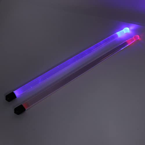 2 Pièces Baguettes Lumineuses Lumineuses LED Veilleuse Baguettes de Batterie Acrylique Baguettes de Batterie Transparentes pour Jazz Batterie Scène Performance