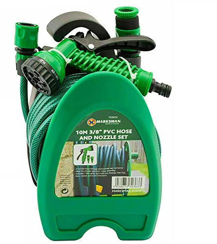 10 Meter Hose Pipe and Nozzle Set Mini Garden Heavy Duty Flexible Garden Hose Pipe Reel Set Spray Gun Flexible & Leak Proof Watering Tangle