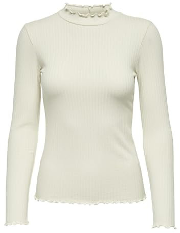 JDY Maglia Sottile a Maniche Lunghe Scollo Rotondo - Top in Stretch con Colletto JDYFRANSISKA, Colore:Grigio-2, Taglia:S