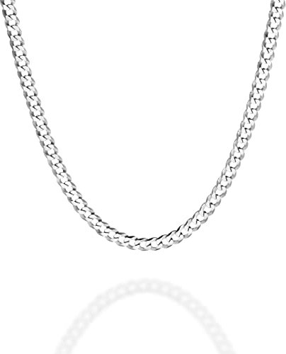 QUADRI - Elegante Halskette (Cuban) Panzerkette für Herren und Frauen aus 925er Echtsilber - Breite 3.5 mm - Länge 41 cm + Verlängerung von 5 cm - Zertifikat Made in Italy