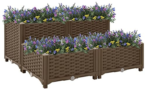 Hochbeet 80x80x38 cm Polypropylen,Hochbeete für Balkon und Garten - Hochwertige Pflanzkisten ideal als Saat- oder Kräuterbeete