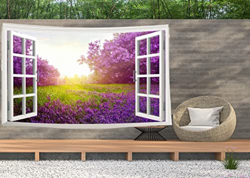 Ulticool – Ansicht Blumen Lavendel Natur - Wandteppich Poster - 200x150 cm - Gartenposter - Wandteppich groß – Dekoration Zubehörteil für Garten und Wohnzimmer