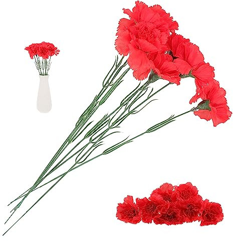 Uonlytech 7 Künstliche Nelke Seidenblüten Rentier-Aufkleber Kunstblume Nelken Realistische Nelken Seide Nelken Falsche Blumensträuße Blumen Künstlich Kunstblumen Rot Gefälschter Blumenstrauß