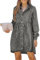 Roskiky Robe à manches longues en jean pour femme - Longueur genou - Boutonnée - Décontractée - Nuisette - Denim - Chemise en coton, Foxy Gray, L