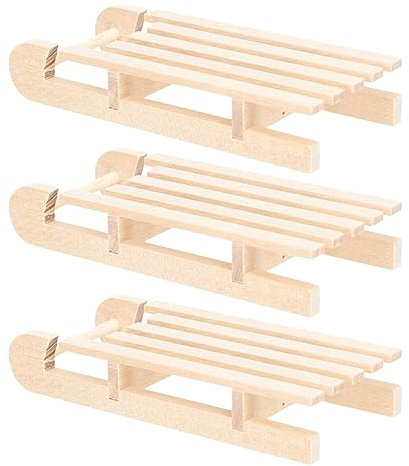 CLISPEED Weihnachtsdeko 3 Stück Miniatur-Holzschlitten Zum Basteln Weihnachtsbaum-Hängeornamente Unvollendete Holzschlitten Verzierung Für Winterferien Festivals Weihnachtsdekorationen
