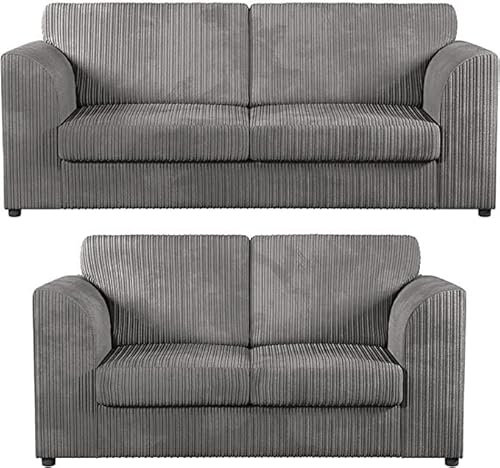 JUMBO CORD ORIGINAL CHICAGO FULL BACK 3+2 Sofa Swivel Chair *SALE* (3 SEATER, CREAM)