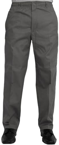 Gillicci Mens Elasticated Adjustable Waist Casual Smart Work Plain Rugby Trousers Pants (UK, Waist & Inseam, 34, 29, Silver Grey)