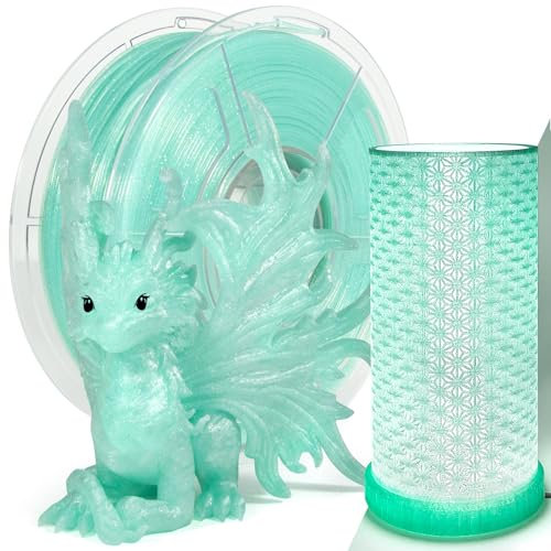IEMAI PLA Filament 1,75mm 1Kg, Glitzer Transparent PLA Mintgrün 3D Drucker Filament, Maßgenauigkeit +/- 0,02 mm
