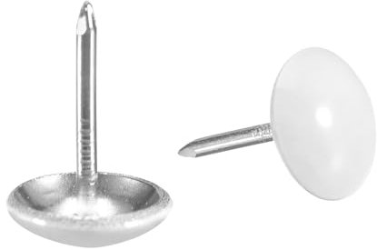QUARKZMAN 80 Pz Chiodi per Tappezzeria, Testa Rotonda Decorativa da 11mmx17mm per Mobili divani Testiere, Bianco