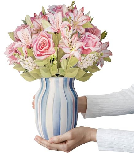 Central 23 Pop Up Blumenstrauß Papier – Lilie Und Rose – Blumen Papier Für Frauen – Papierstrauß Zum Geburtstag Jahrestag Valentinstag Muttertag Gute Besserung – 35,6 X 22,9 Cm