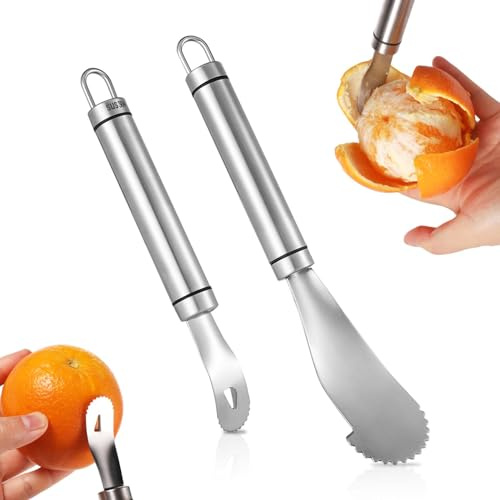 Orangenschäler und Grapefruitschäler, Edelstahl Apfelsinenschäler Zitrusschäler Orangen-Pomelo-Schäler mit Langem Griff Obstöffner-Entferner für Küchenhelfer-Kochwerkzeuge