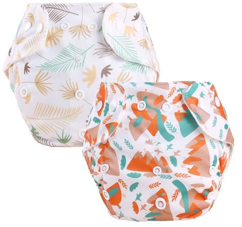 SCJJZ Pannolini Nuoto,Pannolini Impermeabili in Puro Cotone per Neonati e Bambini Pannolini Lavabili Baby Regolabili Multi-Snap (2 Pezzi)