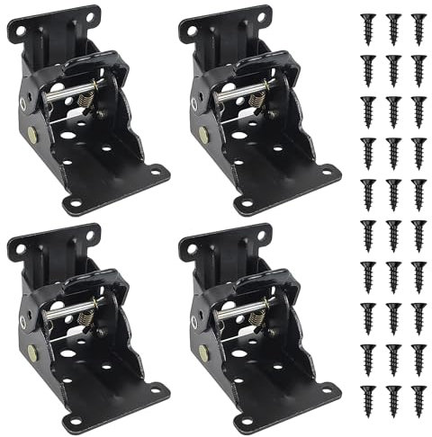 4 Pièces Charniere Invisible Pied Table Rabattable, Noir Pied Table Rabattable, Fer Equerre Pliable Pied de Table Pliable, pour Support Fixe, Extension de Table Pliante de Cuisine (1)