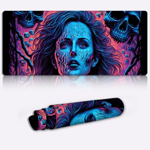 Keyboard Mouse Mat Desk Pad Fear of The Unknown PC Desk Mat (23.6x13.8X 0.12 inches Extended Size Mouse Pad for Smooth&Durable Waterproof Surface
