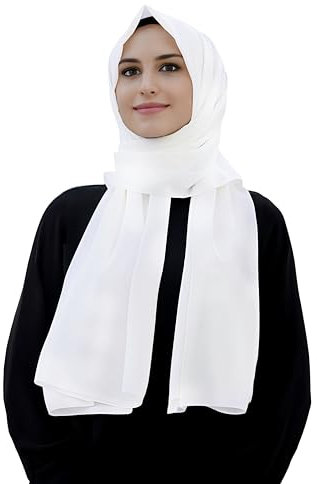 Lina & Lily Medina Seide Hijab Kopftuch Schal für Muslimische Frauen (Weiß)