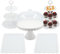 Quanerba 12in Cake Stands with Dome Lid Set of 5, Reusable Dessert Stand 2X 3 Tier Afternoon Tea Stand, 2X Large Rectangular Serving Platters(32*23cm), for Birthday Wedding