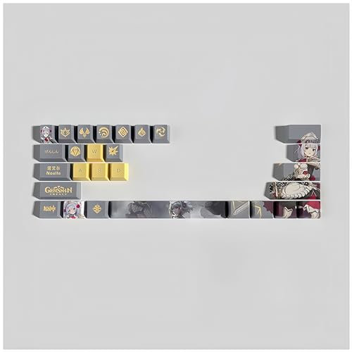 Genshin Impact Tastenkappen, 29 Tasten, OEM/PBT Thermosublimation, benutzerdefinierte Tastenkappen für 61/64/87/104 Cherry Gateron MX Switches mechanische Tastaturen (Noelle)