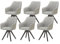 KHG Esszimmerstühle drehbar 6er Set, Drehstuhl mit Armlehnen Webstoff Grau, Stuhlbeine Holz Esche, Küchenstuhl, Polsterstuhl, Essstuhl, Armlehnstuhl, für Esszimmer Küche Büro