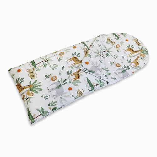 Happy Linen Company Sac de couchage réversible pour filles et garçons Motif animaux de la jungle Ivoire 155 x 65 cm