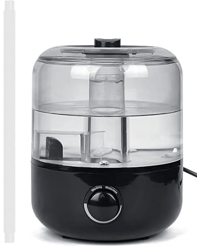 AUAAQ Reptile Humidifiers Fogger Mister for Reptile Tank, 2.5L Top-Fill Terrarium Humidifier with Hose for Snakes, Tortoises, Chameleons and Ball Python, White Hose, Black Base, Clear Tank