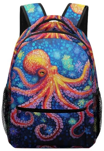 VesFy Bunte Krake Rucksack Tier Kinder Schultasche Verstellbare Gurte Buchtasche RucksäCke FüR Jungen MäDchen Teenager One Size