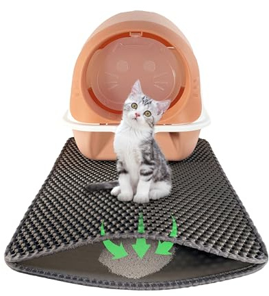 LINUMA® Katzenklo Matte 60x40 cm Grau, Katzenstreu Matte, Katzenmatte, Unterleger für Katzenklo, Katzenstreumatte, Decken & Möbel für Katzen