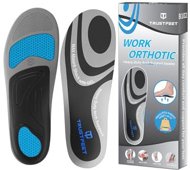 Trustfeet Work Insoles for Men Women, Anti-Fatigue Arch Support Insoles for Standing All Day, Comfort Shoe Inserts with Gel, Work Boot Inserts-M
