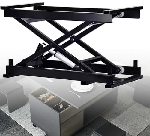 ZyKnaurral Elektrischer Couchtischlift, höhenverstellbarer Multifunktions-Hubtisch für den Haushalt, mit ferngesteuertem Hub-Couchtisch, Scherenhebehalterung, 50 kg Tragkraft