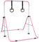 HOMCOM Kinder Gymnastik Turnreck 5-stufige höhenverstellbar Reckstange Reckanlage mit Gymnastikringen für Indoor bis 50 kg belastbar Stahl Rosa