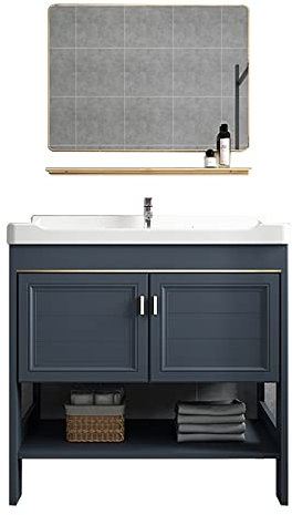 Badezimmer-Waschtisch mit Waschbeckenoberseite, Como-Set, Einzelwaschbecken, Bodenstehend, Waschstation, Handwaschbecken mit Ablageflächen für Hinterhof, Garage, Camping, Handwaschstation (Farbe: