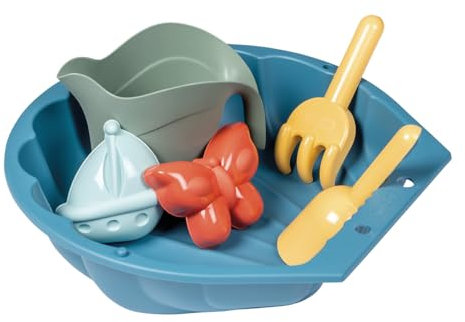 Smoby Life - Mini Bac à Sable Garni - en Forme de Coquillage - Pelle, Rateau, Moule à Sable, Arrosoir - Matière Recyclée - A Partir de 18 Mois - Fabrication Française