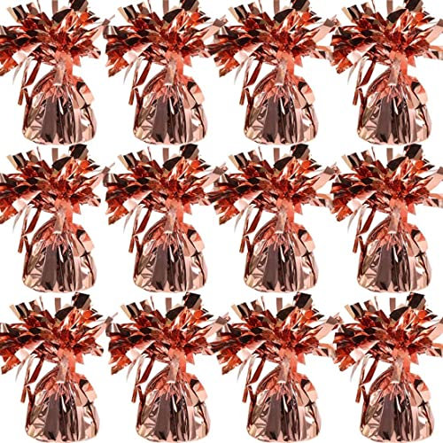 12 Stück Ballongewichte für Heliumballons Luftballons, Folie Ballon Beschwerer Ballongewicht für Hochzeit Geburtstag Party Ballons Dekoration (Rosa Gold)