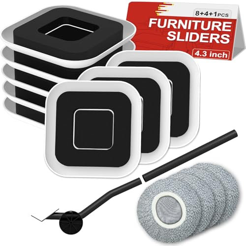 NIUXX Furniture Sliders, 3-in-1 Furniture Movers Sliders for Sofa Bed Cabinet, Heavy Moving Pads Set with 8PCS Carpet Gliders, 4PCS Hardfloor Socks, 1 Lifter, Protect Hardwood Floor Carpet