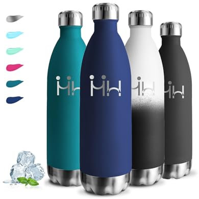 Gourde Isotherme, Gourde 1l, Sans BPA, Gourde Sport, 24h Froid & 12h Chaud, Gourde Inox, Anti Fuite, Bouteille Isotherme, Facile à Transporter, Gourde Acier Inoxydable, pour Voyage, Camping, Randonnée