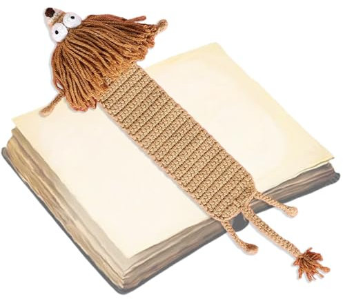 Cartoon Gehäkelte Tier-Lesezeichen - Handgemachte Süße Personalisierte Häkel-Lesezeichen Mit Süßen Tiermustern, Lustige Gestrickte Lesezeichen Für Leser - Löwe