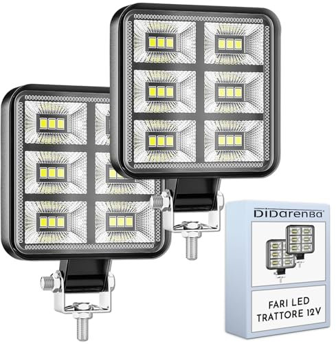 Fari led trattore 4x4 12v 2 pezzi alluminio abs 18 led 6500K 8.4 cm 3.34 IP65 massima luminosita