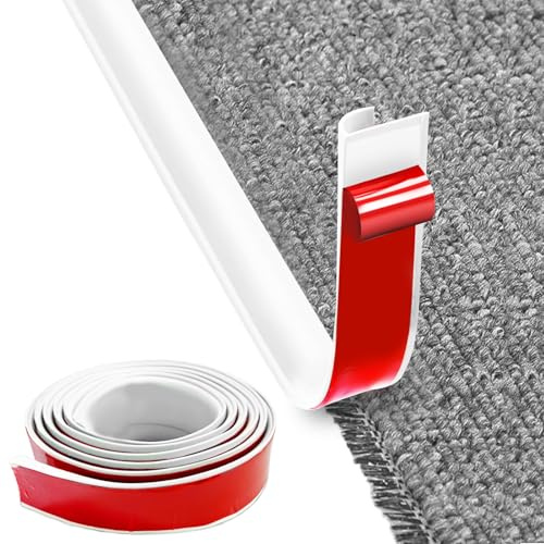MeYuxg Self-Adhesive Edge Strip For Carpets, 3M Carpet Edging Tape, PVC Carpet And Floor Transition Strip, Easy To Cut, For Door Edges, Carpets, Stairs (White 3M)