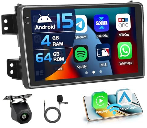 Inefala 4+64G Autoradio für Suzuki Splash Ritz/Opel Agila 2004-2014 Android 15 mit 9'' In-Cell Bildschirm Unterstützung Wireless Carplay und Android Auto Mirror Link Radio FM/RDS GPS WiFi Bluetooth