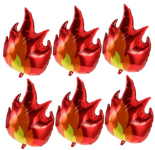 CLISPEED 6 Stück Teiliges Flame Balloon Aluminiumfolie Feuer Motiv Ballons Sportparty Dekorationen Langlebig Auslaufsicher für Camping und Themenpartys