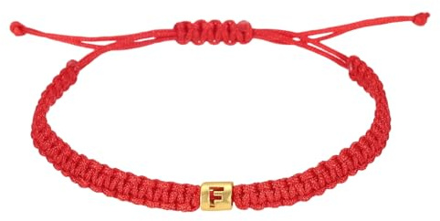 PATIKIL Bracelets avec initiales dorées pour homme, réglables à la main en corde tressée pour homme et femme, cadeaux assortis pour couple, amitié (rouge, F)