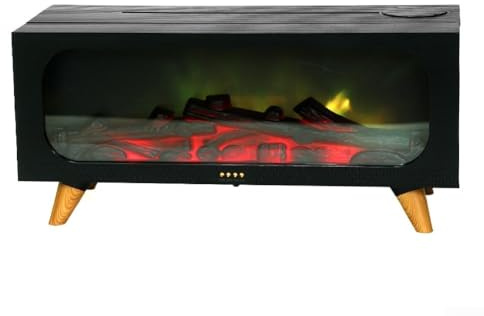 Feuerstelle Flamme Luftbefeuchter, mit 7-Farben-LED und Fernbedienung, 2 Timer-Modi, 2 Nebel-Gänge, 3D-Flammeneffekt, kühler Nebel, Aroma-Diffusor für Zuhause, Schlafzimmer, Büro, Yoga, ABS (5 V