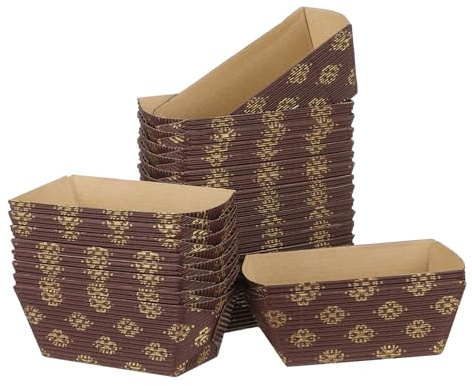 Stampi di Carta Rettangolari per Torte, 25 Pezzi in Carta | Carta Ondulata e Cartone Alimentare, Effetto Dorato Decorativo, per Forno e Tè Pomeridiano