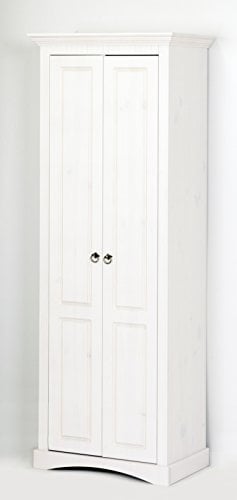 clever-moebel 2-TRG. Dielenschrank weiß, Schrank Kleiderschrank, Kiefernholz