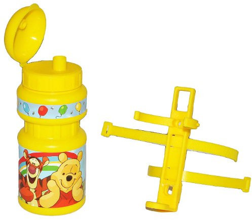 alles-meine.de GmbH Fahrradtrinkflasche Winnie The Pooh mit Halterung - Halter Fahrradflasche Trinkflasche für Kinder Fahrrad Roller Dreirad