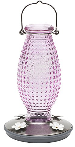 Perky Pet 8131-2 Cranberry Hobnail Vintage Glass Hummingbird Feeder
