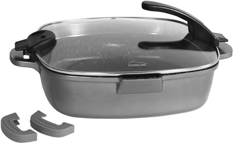 STONELINE Future Padella Quadrata con Coperchio con colino, Alluminio, Anthrazit, 28 cm