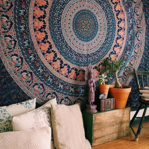 Craftozone Tapisserie Geschenk Hippie Wandteppiche Kamel Mandala Bohemian Psychedelic komplizierte indische Wandbehang Bettwäsche Tagesdecke